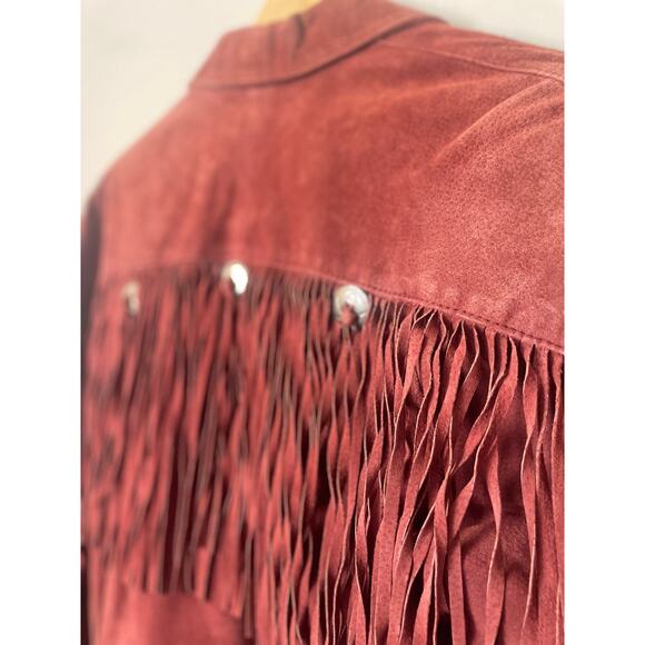 Vintage Cosa Nova Western Women’s Jacket Long Fringe Size Medium Rust Orange Red - Picture 5 of 16